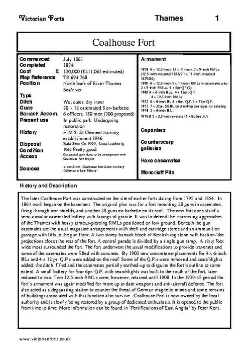 Coalhouse Fort datasheet